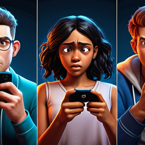 Home 11 **
A diverse group of mobile gamers engrossed in their phones, each displaying a different emotional reaction (excitement, sadness, determination). The phones glow with the light of various mobile game interfaces featuring compelling characters and storylines. Subtle UI elements hint at interactive choices and branching narratives. Focus on conveying the power of emotional connection and player agency in mobile game storytelling.
**