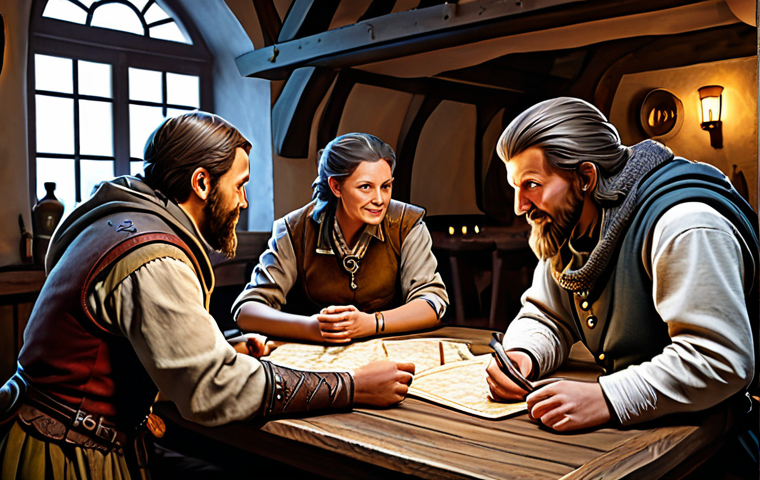 Team Preparation**
"A group of diverse, fully clothed adventurers in appropriate attire, gathered around a table in a cozy German tavern, planning their raid strategy. Maps, tankards of Kölsch, and strategy guides are scattered on the table. Perfect anatomy, correct proportions, natural pose. High quality digital art, professional lighting, safe for work, appropriate content, family-friendly, modest clothing."
**