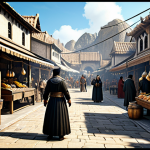 카카오게임즈 인기작 - Black Desert Online - Marketplace Scene**

"A bustling marketplace scene in the world of Black Deser...