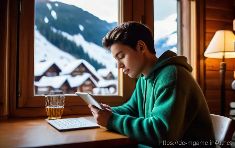 모바일게임 오프라인 모드 - **Prompt:** A young adult, gender-neutral, is comfortably seated in the rustic, cozy common area of ...