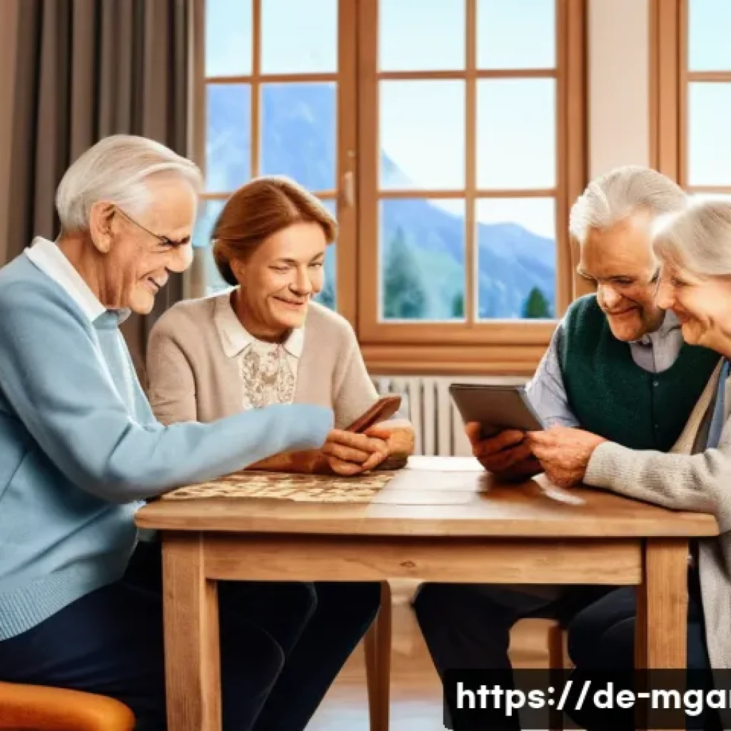 모바일게임 차별화 전략 - **Prompt:** A group of three elderly German individuals, two women and one man, aged between 65 and ...