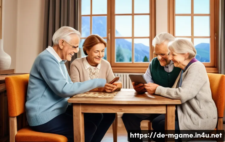 모바일게임 차별화 전략 - **Prompt:** A group of three elderly German individuals, two women and one man, aged between 65 and ...