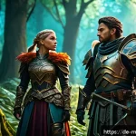 넷마블 게임 리스트 - A vibrant fantasy RPG world scene featuring a diverse group of heroes in detailed armor and clothing...